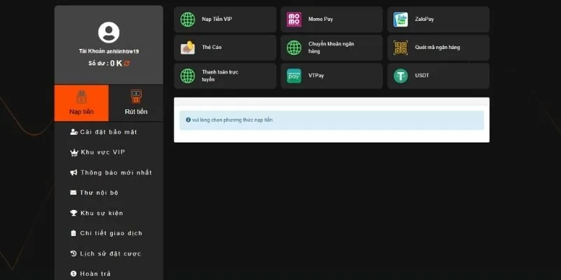 Khám phá đa dạng phương thức nạp tiền NOHUWIN tiện lợi nhất